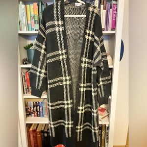 Ava and Viv Green Plaid Duster Sweater